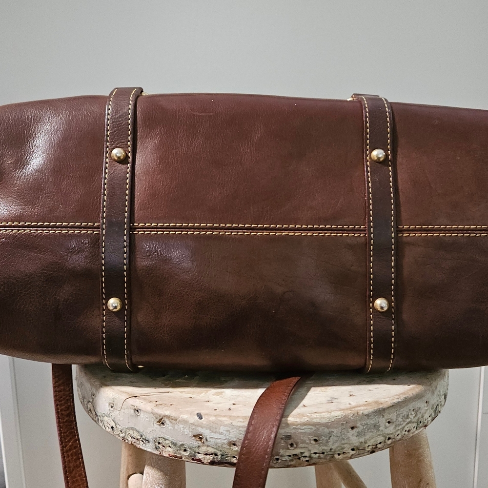 Dooney and Bourke Large chestnut florentine leather satchel with tassels - Picture 3 of 13